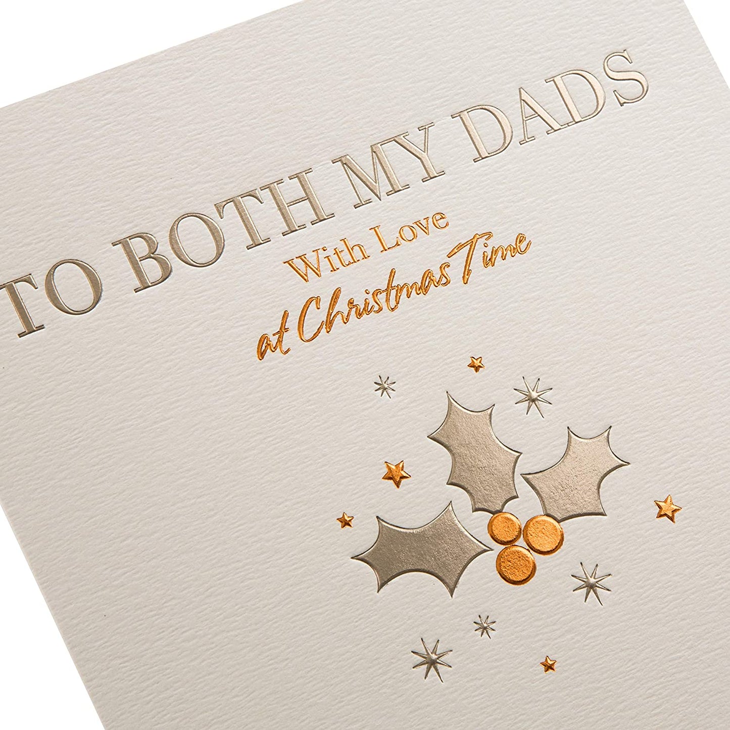 Christmas Studio Card for 'Both My Dads' Embossed Silver and Copper Foil Design 