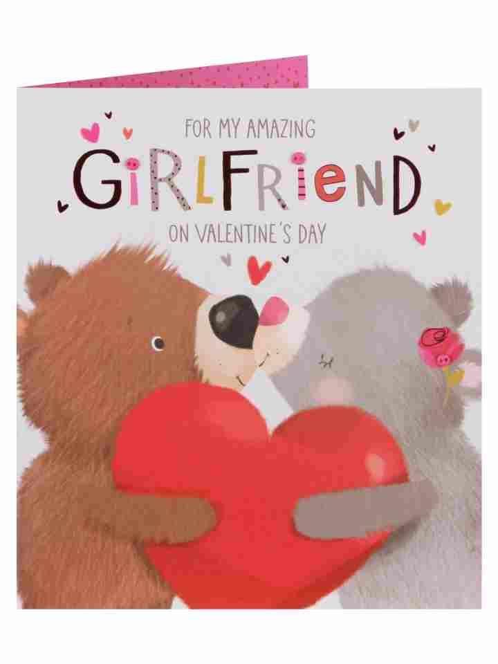 For My Girlfriend Kissing Bears Design Valentine's Day Card