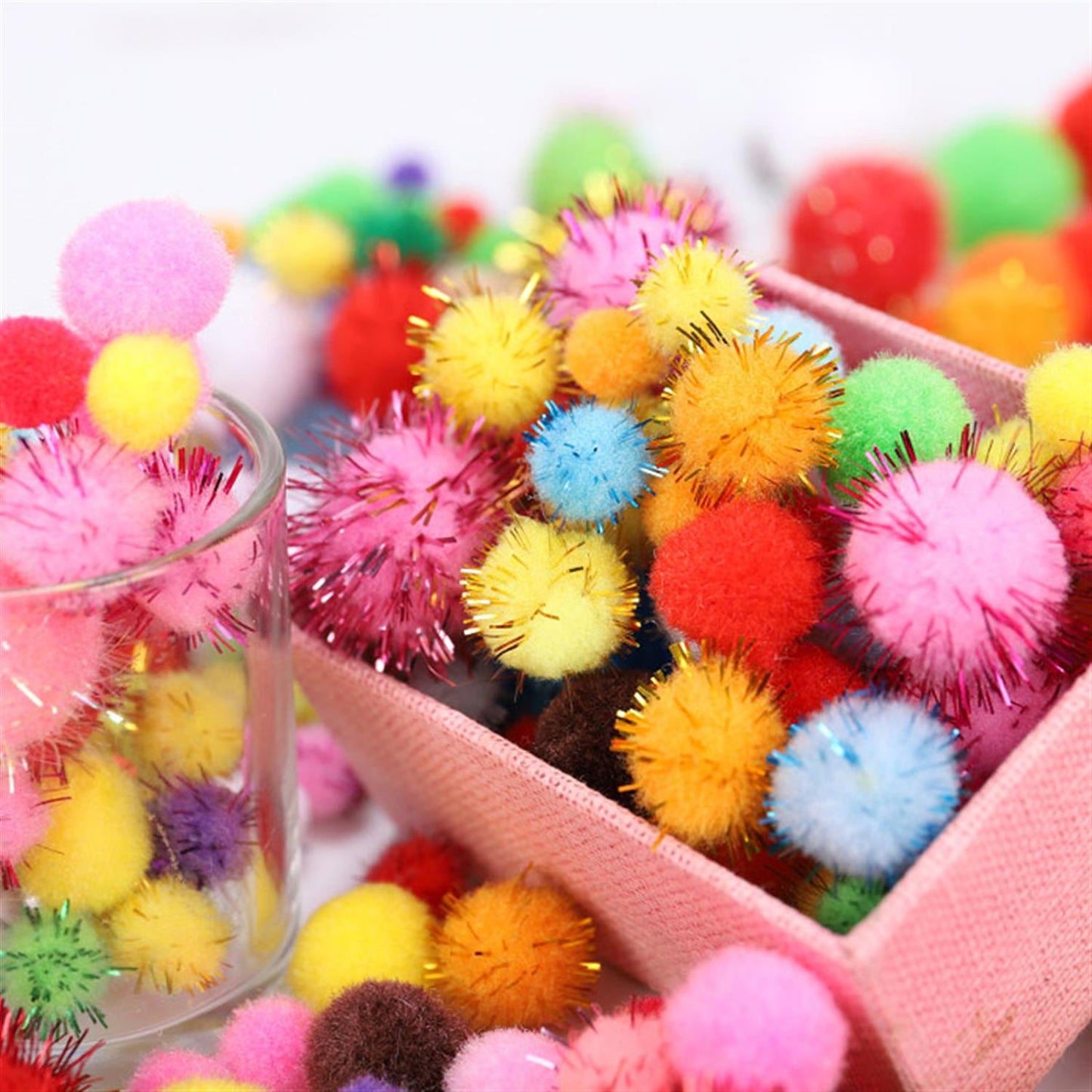 Bag of 20 Pieces 2.5cm Colorful Flash Pom Pom Balls