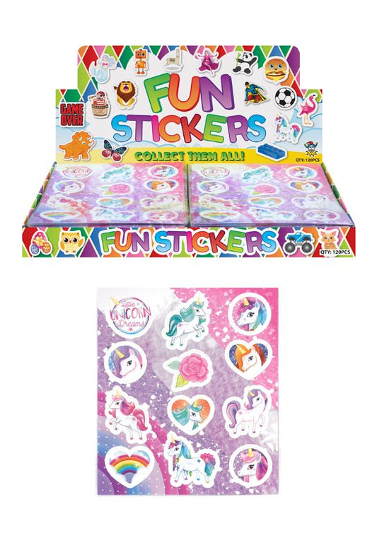 12 Sheets of 12pcs Unicorn Design Stickers