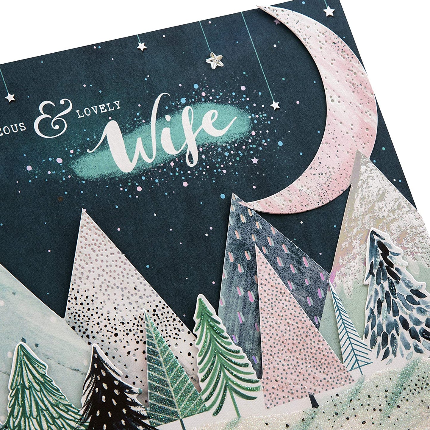 For My Gorgeous and Lovely Wife Twinkle Tails Design Christmas Card