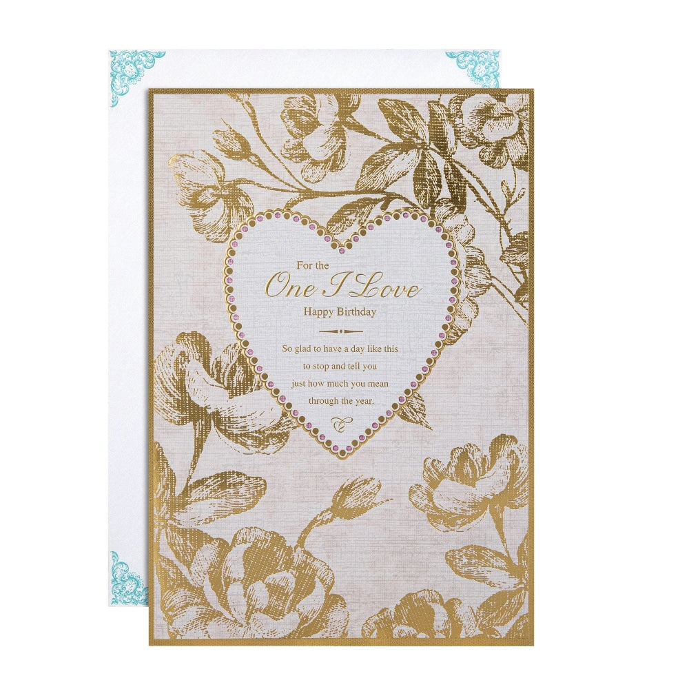 Intricate Traditional Floral Design for One I Love Birthday Card