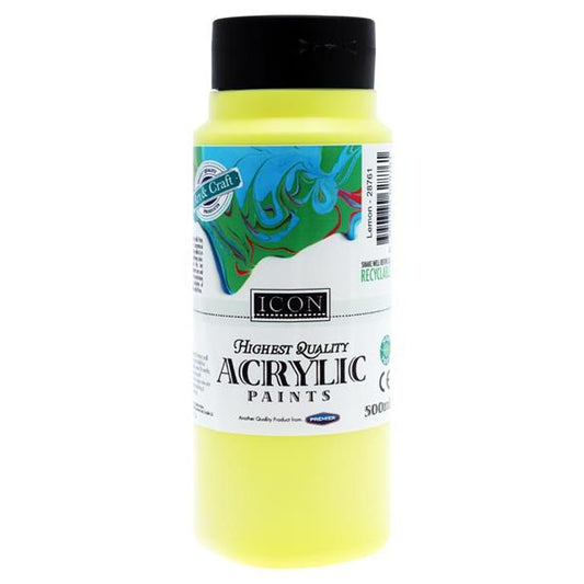 Lemon Yellow Acrylic Paint 500ml by Icon Art