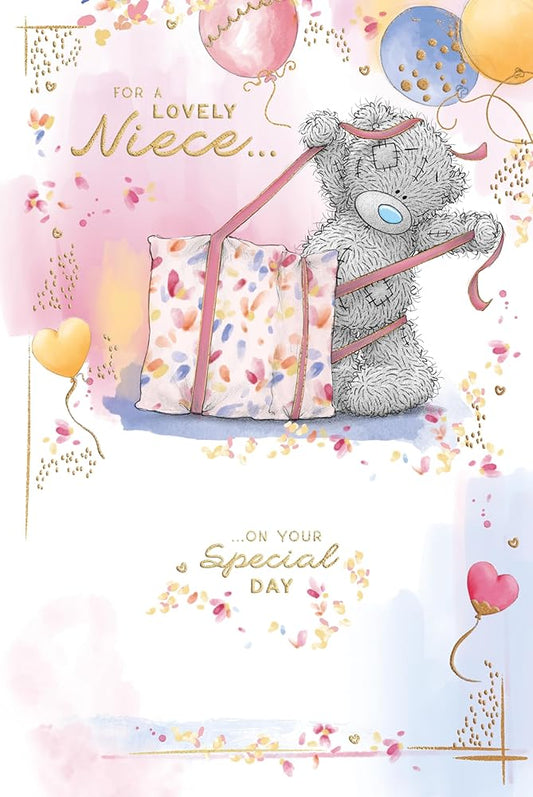Bear Wrapping Gift Niece Birthday Card