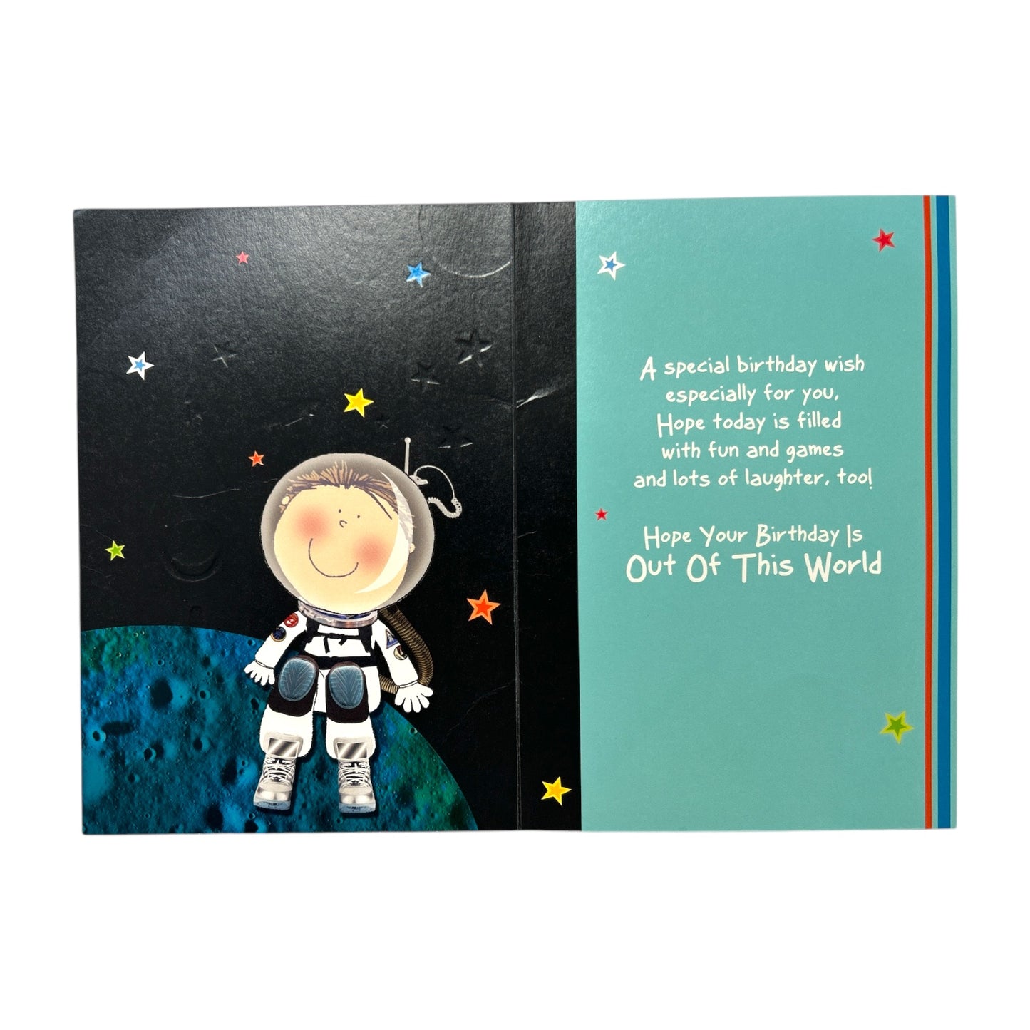 Age 6 Male Juvenile Space Scene Birthday Card	