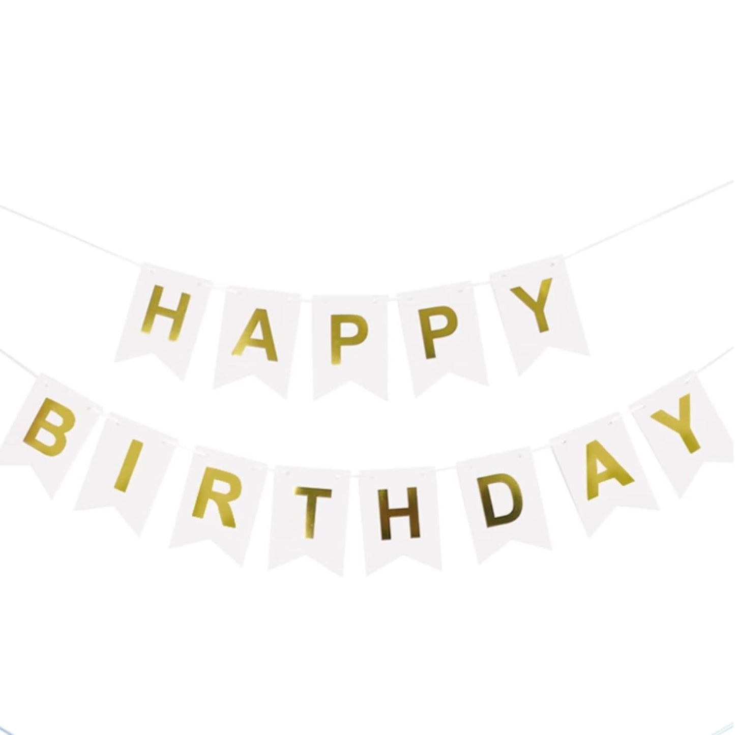 Happy Birthday Party Banner White