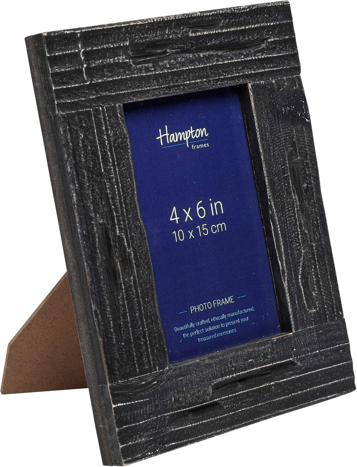 Pack of 6 Hampton Farmhouse 4x6 Distressed Black Painted Wood Photo Frames