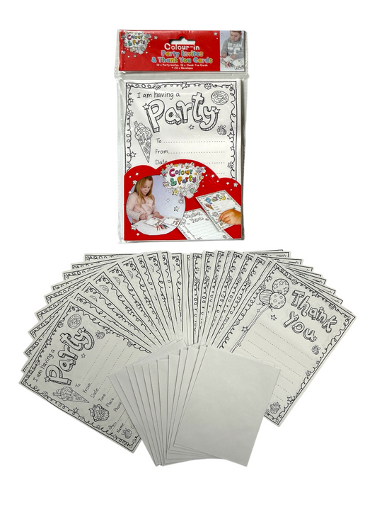 Pack of 10 Colour-in Invite & Thank You Cards