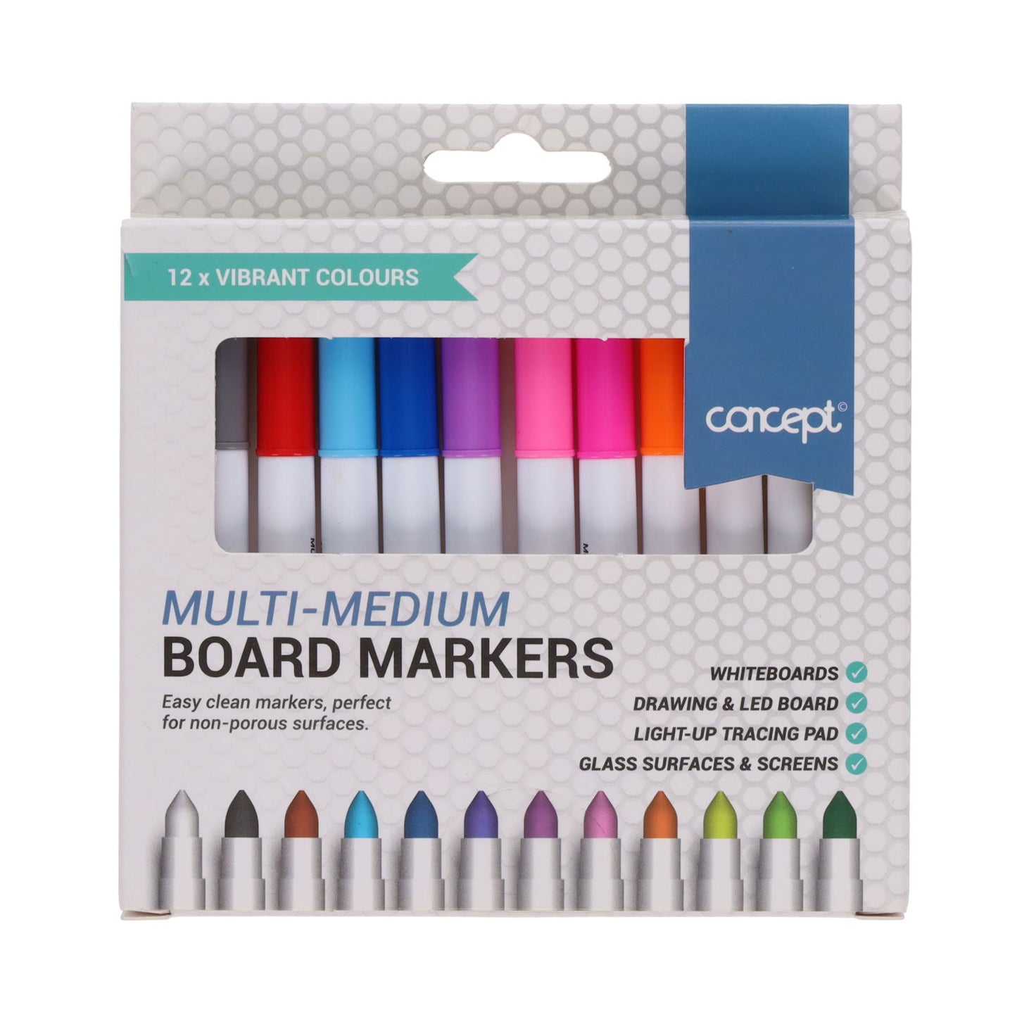 Pack of 12 Multi-Medium Board Markers by Concept