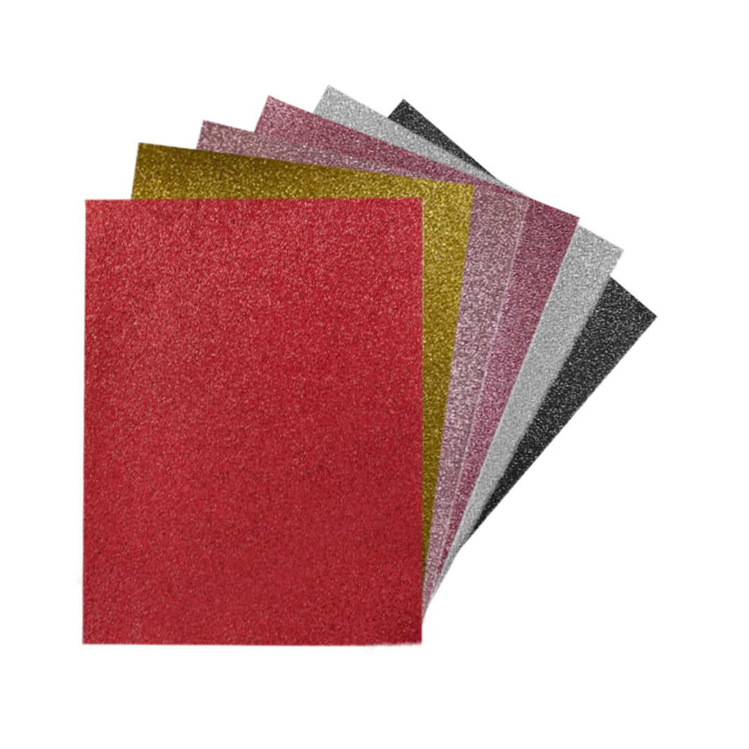 Pack of 60 A4 Assorted Valentine's Day Coloured 230gsm Craft Glitter Card Sheets – 6 Colours (10 each)