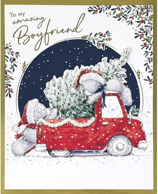 Bears And Red Truck Boyfriend Boxed Christmas Card