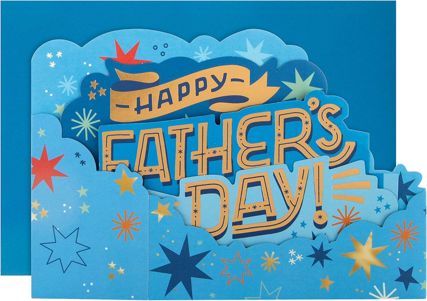 3D Pop Up Bright Stars Design Dad Father's Day Paper Wonder Card