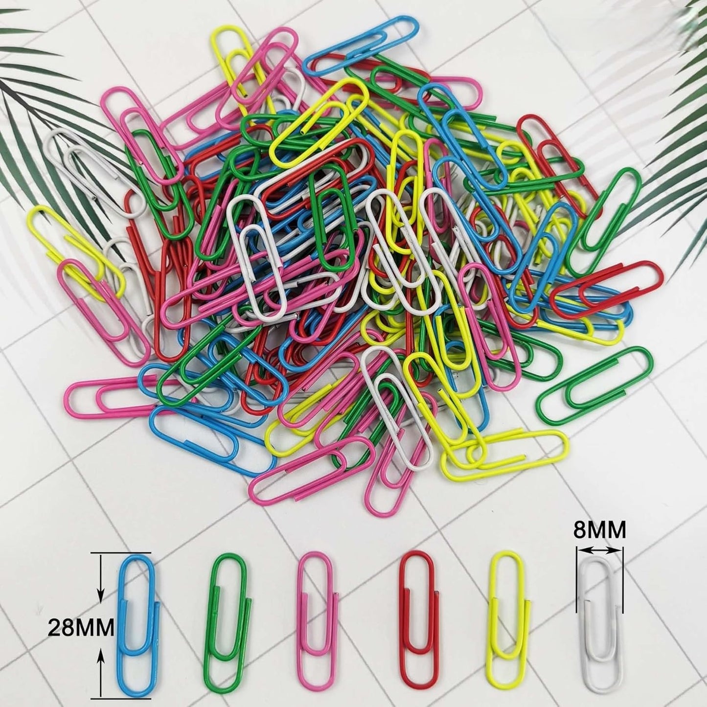 Pack of 100 Assorted Coloured 28mm Paper Clips in Hang Pack