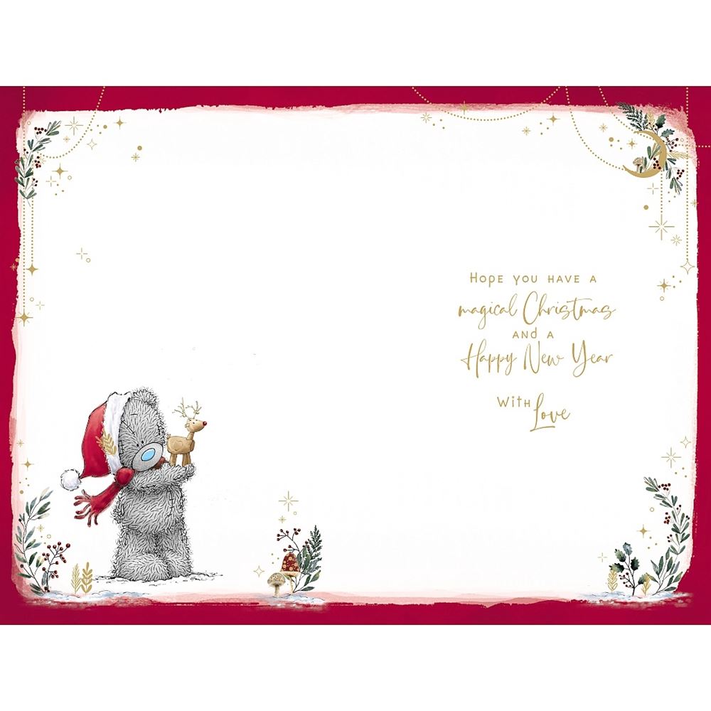 Bear And Reindeer On Bench For Great Grandma Christmas Card