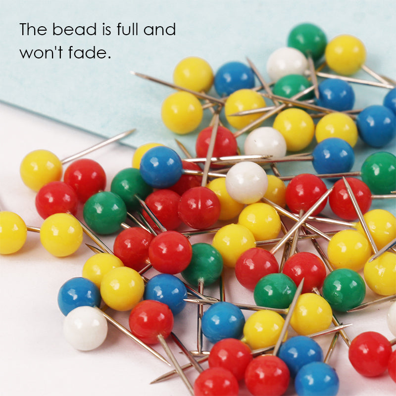 10x Pack of 100 Assorted Colour Map Pins 5mm
