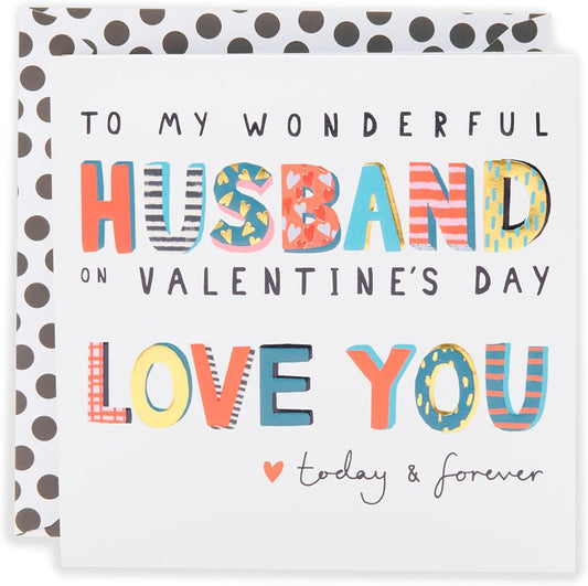 Kindred 3 Fold Design To My Wonderful Husband Valentine's Day Card