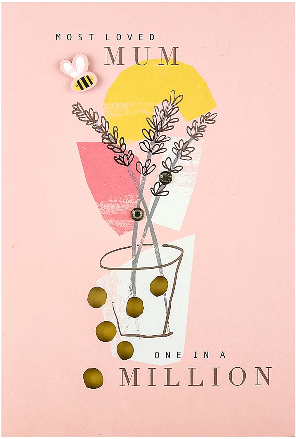 Most Loved Mum Floral with Bee Attachment Mother's Day Card 