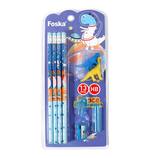 Dinosaur Themed Stationery Pencil Set With Eraser Sharpener