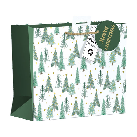 Pack of 12 Nordic Noel Trees Design Medium Christmas Gift Bags