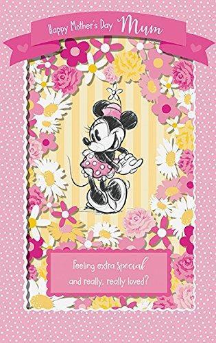 Mum Minnie Mouse Decoupage Window & Lazer Cut Flowers Mother's Day Card