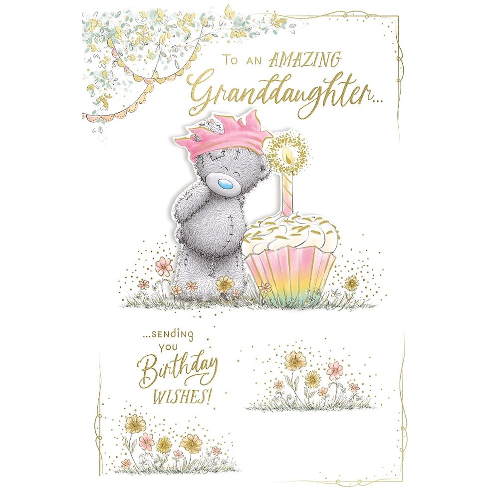 Bear And Large Cupcake Amazing Granddaughter Luxury Handmade Birthday Card