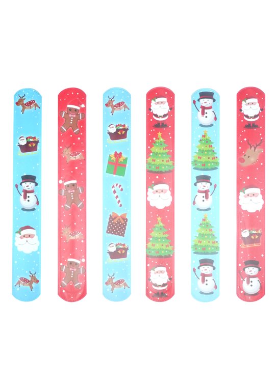 Pack of 12 Christmas Snap Bracelets with Print