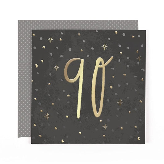 Dots Design Contemporary Luxury Foiled 90th Birthday Card