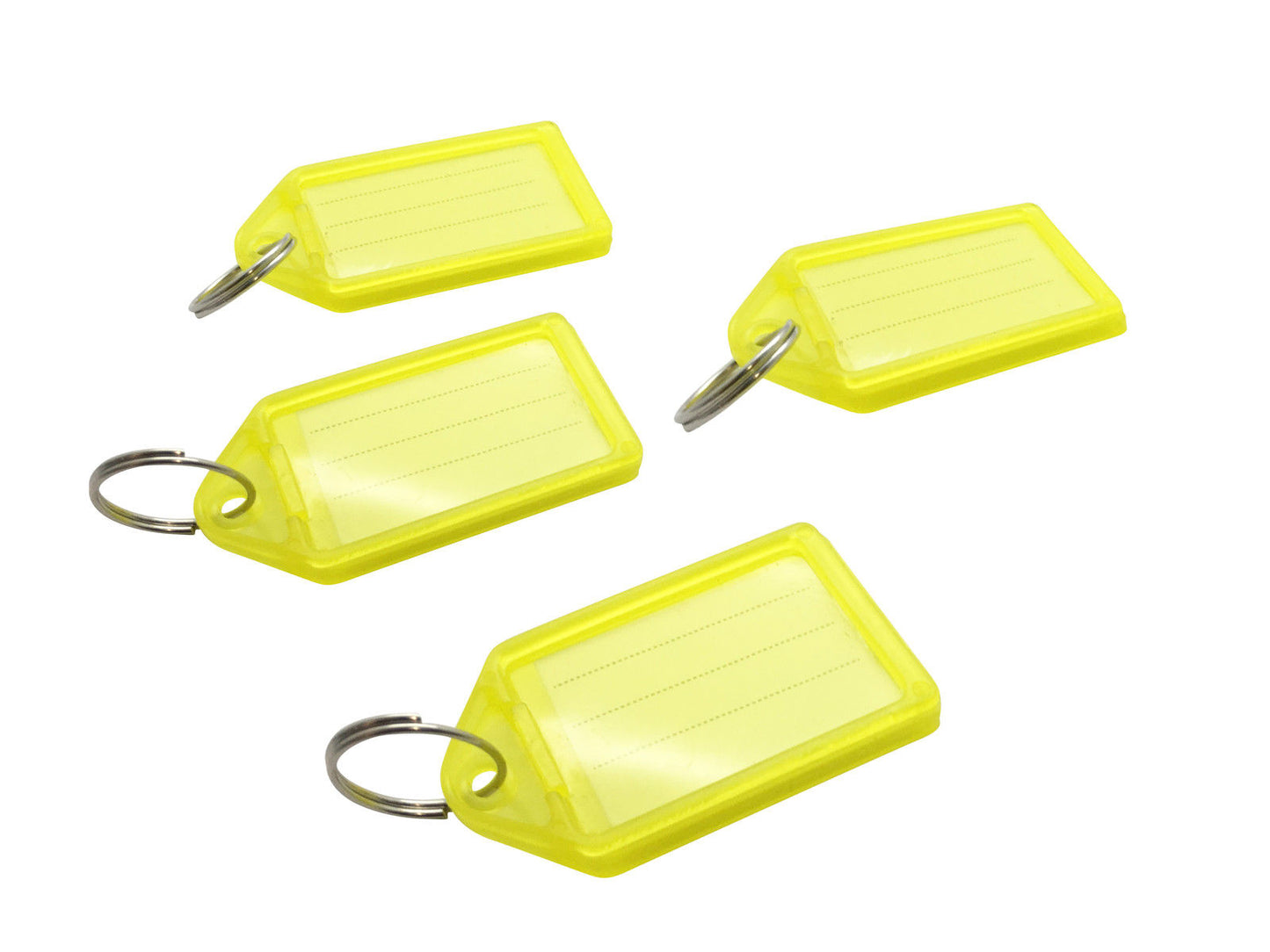 Pack of 50 Large Yellow Identity Tag Key Rings - Sliding Fob Keyrings Coloured