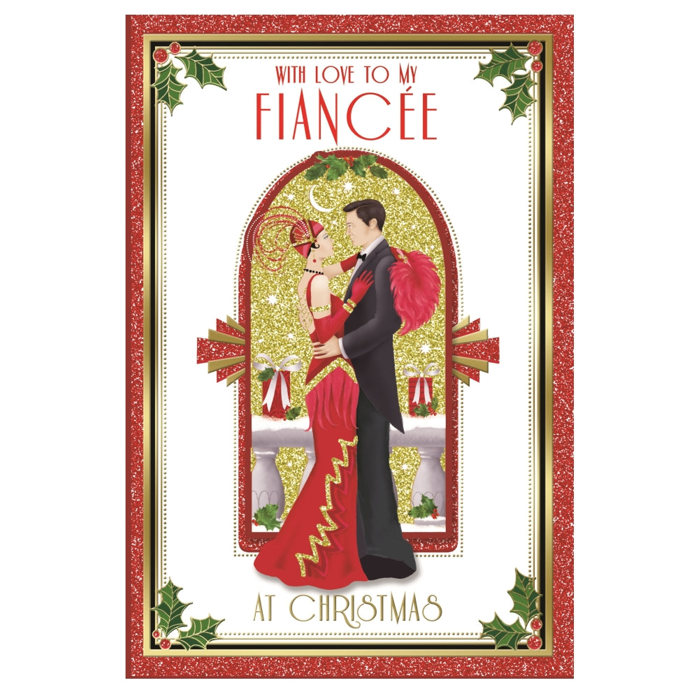 With Love To My Fiancee Beautiful Couple Christmas Card