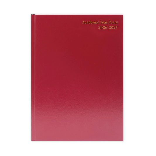 Janrax 2026-2027 A4 Day Per Page Burgundy Academic Diary