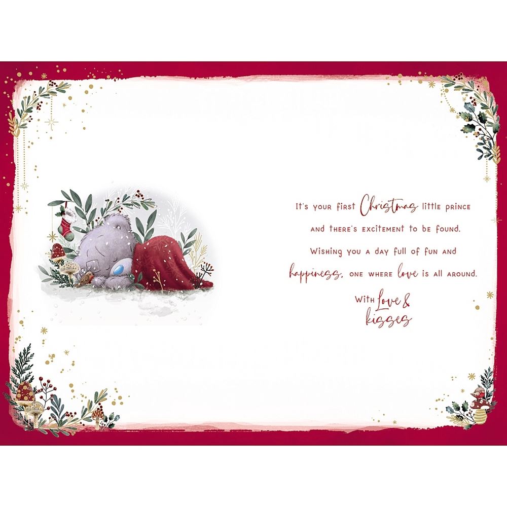 Bear In Santa Hat Baby Boy's First Christmas Card