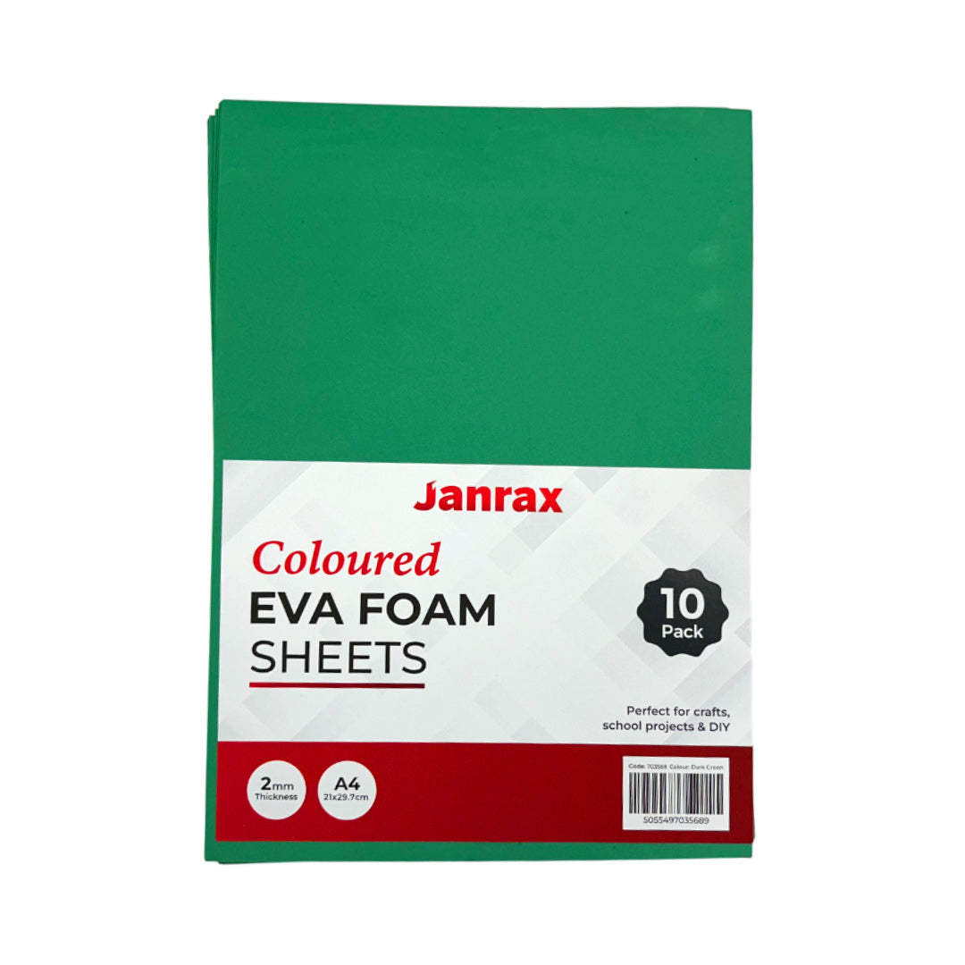 Pack of 50 A4 Dark Green Coloured EVA Foam Sheets