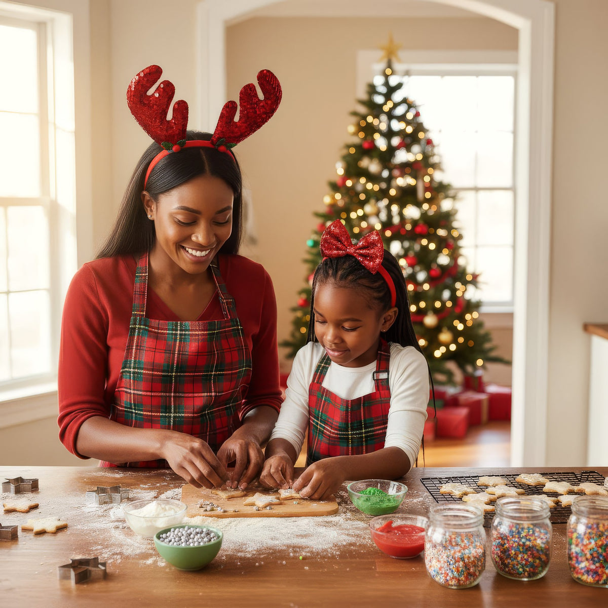 Pack of 12 Two Tone Sequin Reindeer Antler Christmas Headbands (20cm x 25cm)