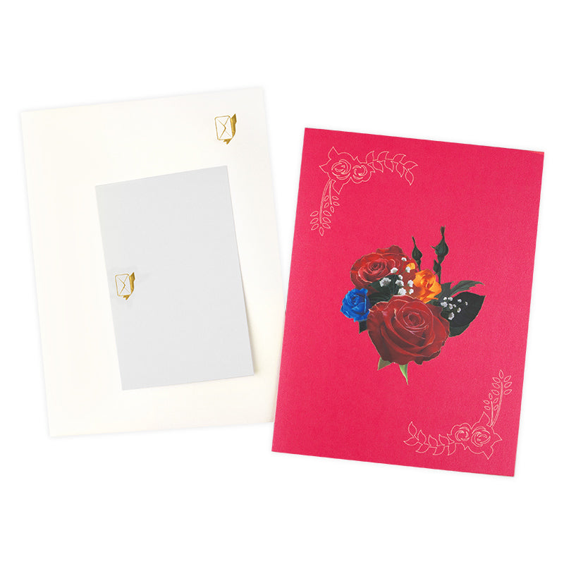 Love in Full Bloom Rose Bouquet Pop Up Greeting Card