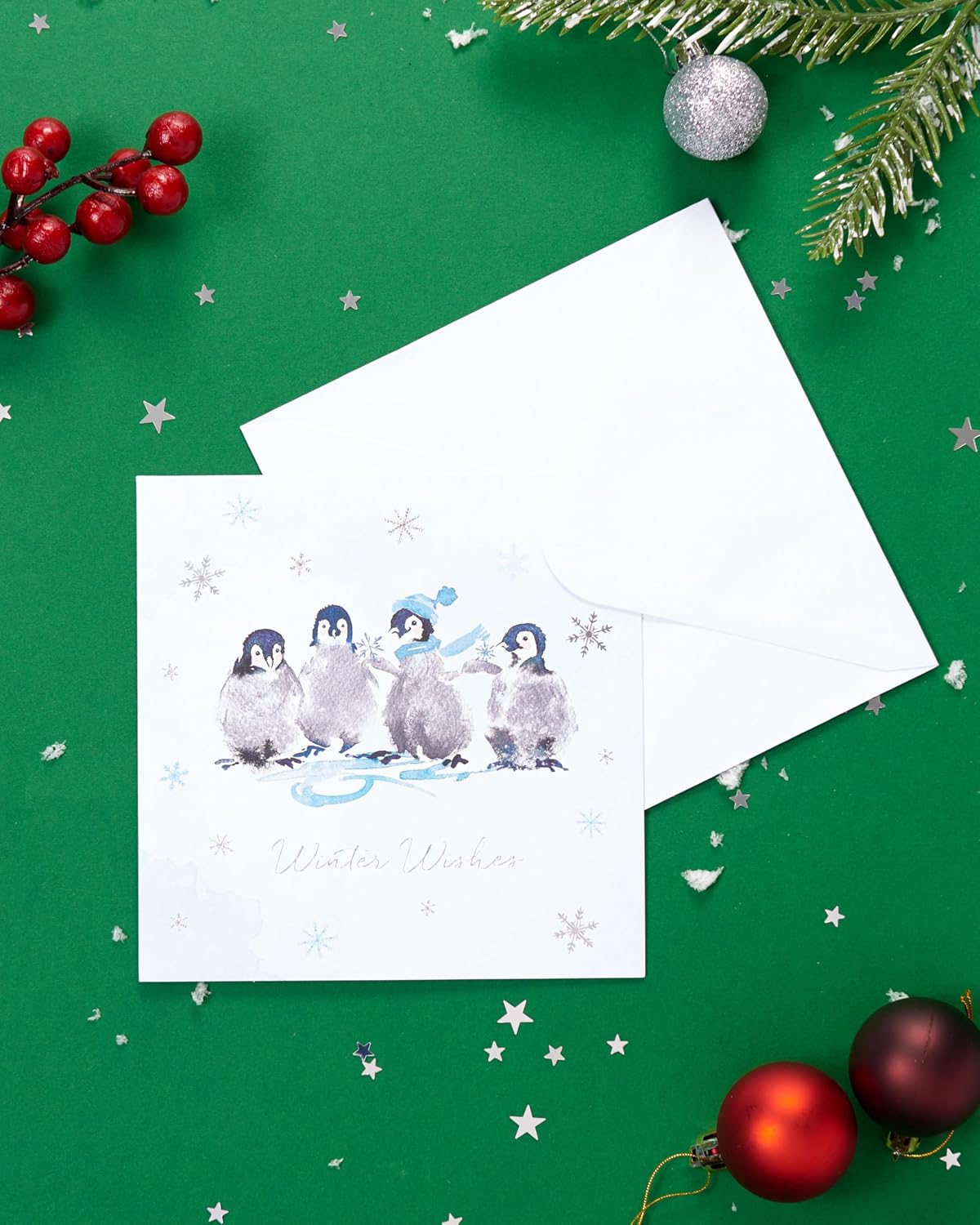 Multipack of 6 Penguins Design Christmas Cards with Envelopes