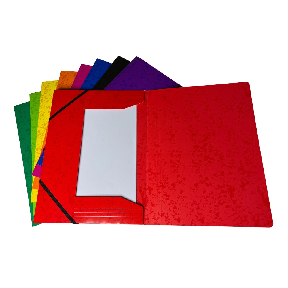 Pack of 12 A4 Purple Card 3 Flap Folders With Elastic Closure