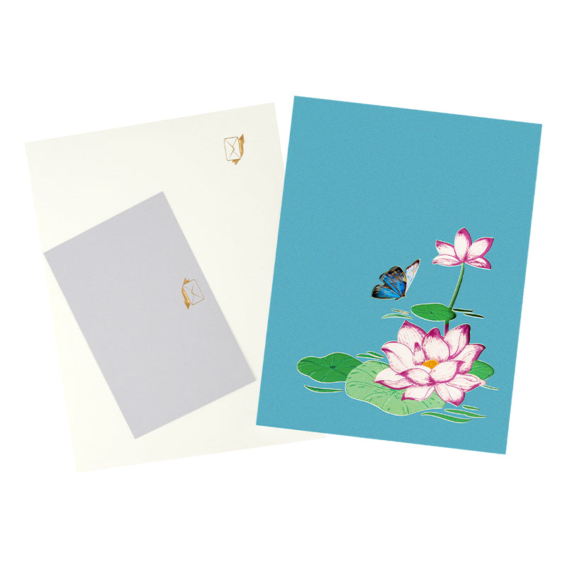 Floating Grace Pink Lotus 3D Pop Up Greeting Card - Birthday Mother Anniversary Valentine's Day
