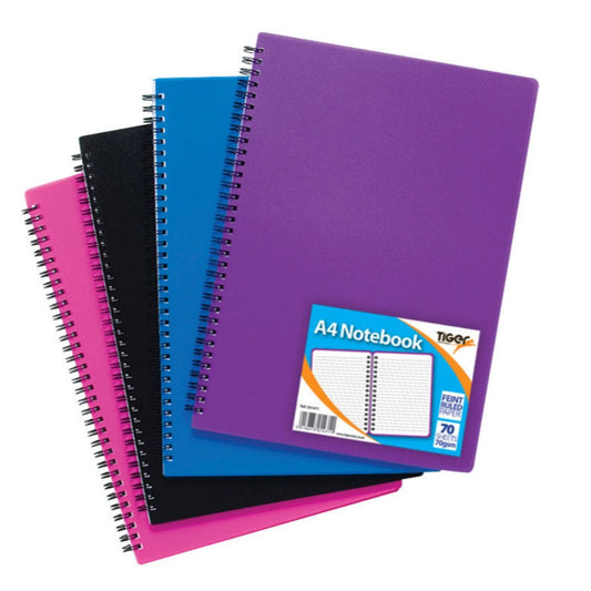 Pack of 5 A4 70 Sheet Twinwire Polypropylene Cover Notebooks