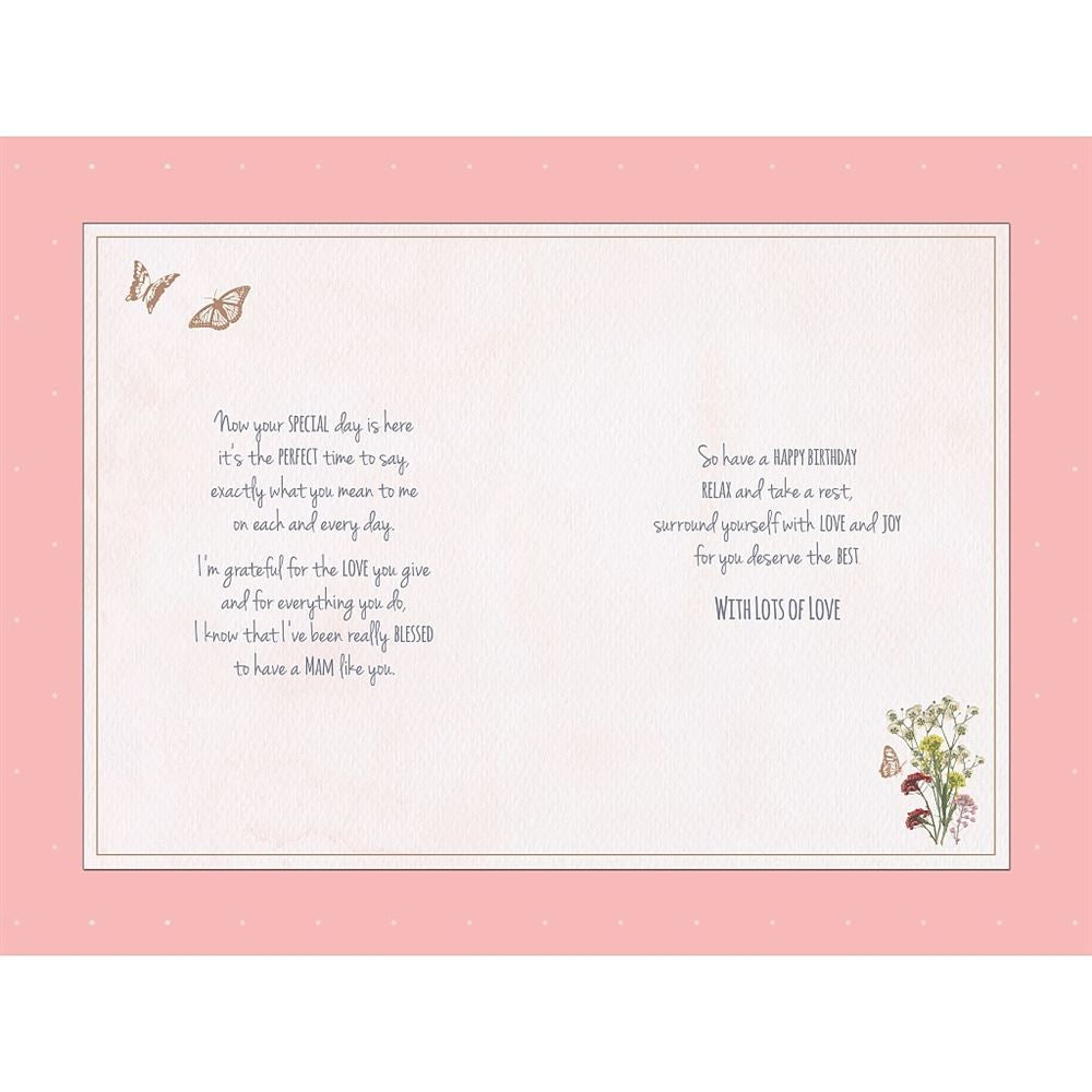Floral Hanging Basket Design Mam Birthday Card