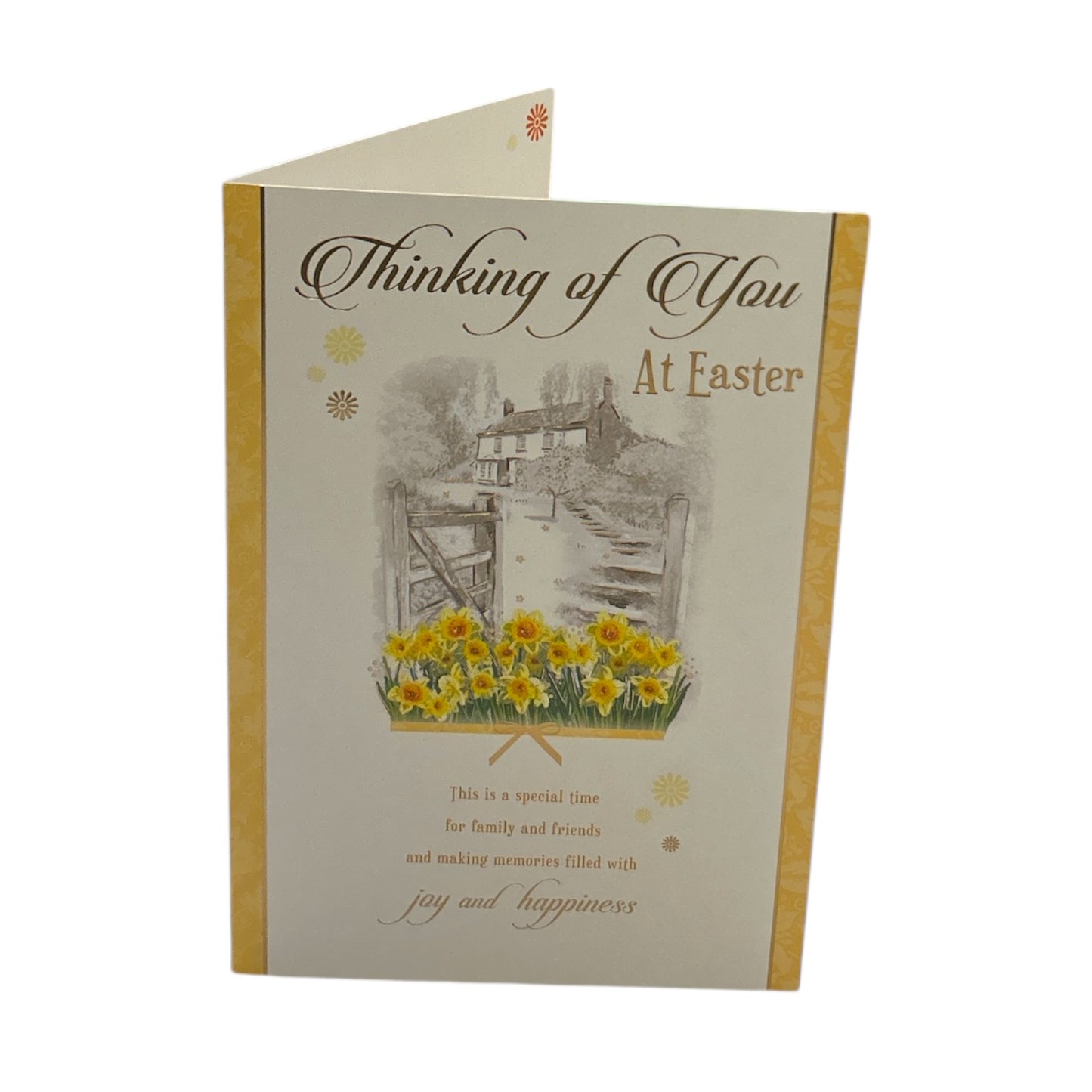 Thinking Of You Wonderful Time Joy And Happiness Yellow Flowers Design Easter Card