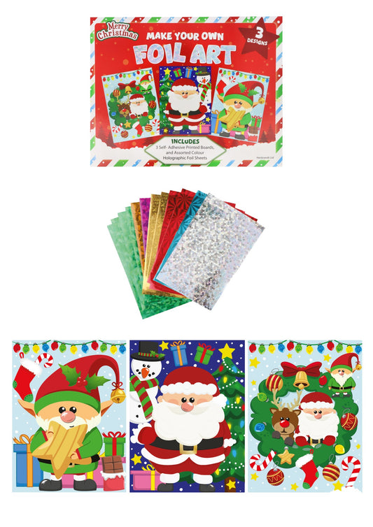 Christmas Make Your Own Foil Art 3-Piece Craft Set (18cm x 24cm)