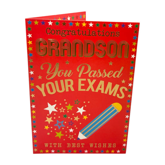 To Grandson You Passed Your Exam Multi Stars Design Congratulations Card