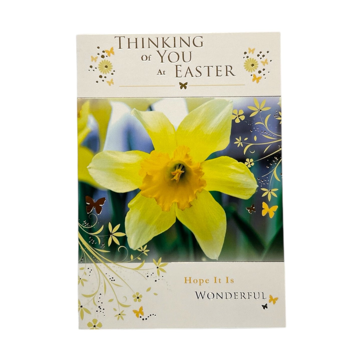 Thinking Of You Photographic Daffodils Design Easter Card