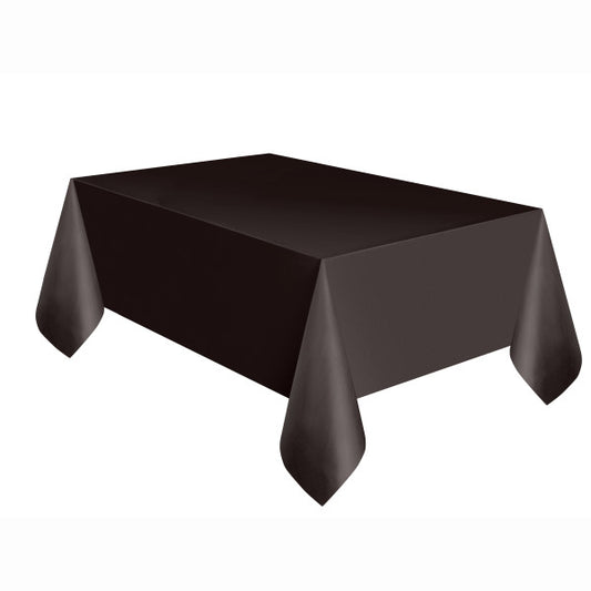 Black Solid Rectangular Plastic Table Cover, 54"x108"
