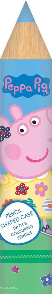 Peppa Pig Pencil Shaped Case With 8 Colouring Pencils
