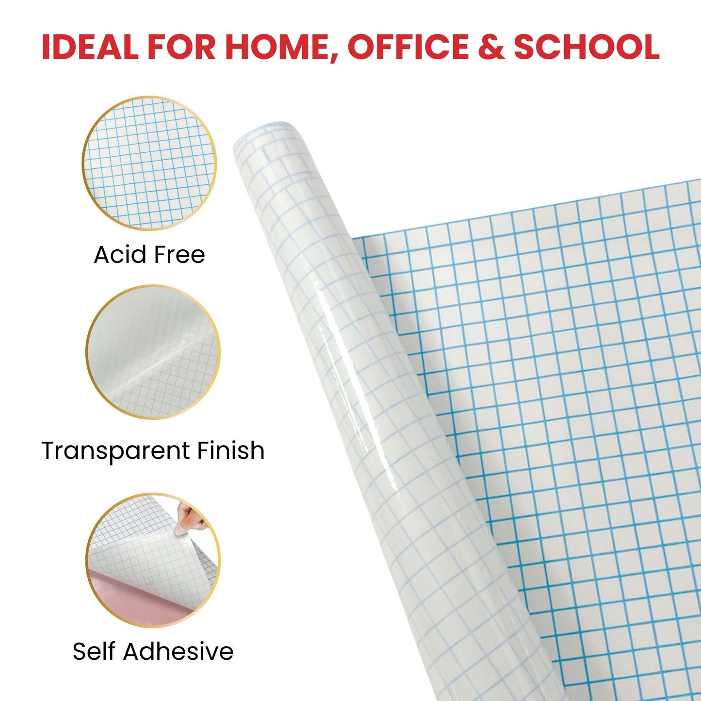 Pack of 6 Janrax 33cm x 3m Clear Glossy CPP 0.06mm Thick Self-Adhesive Book Cover Rolls