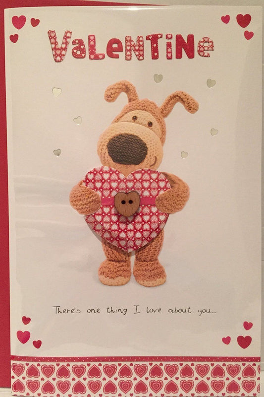 Boofle With Button Heart Design Open Valentine's Day Card