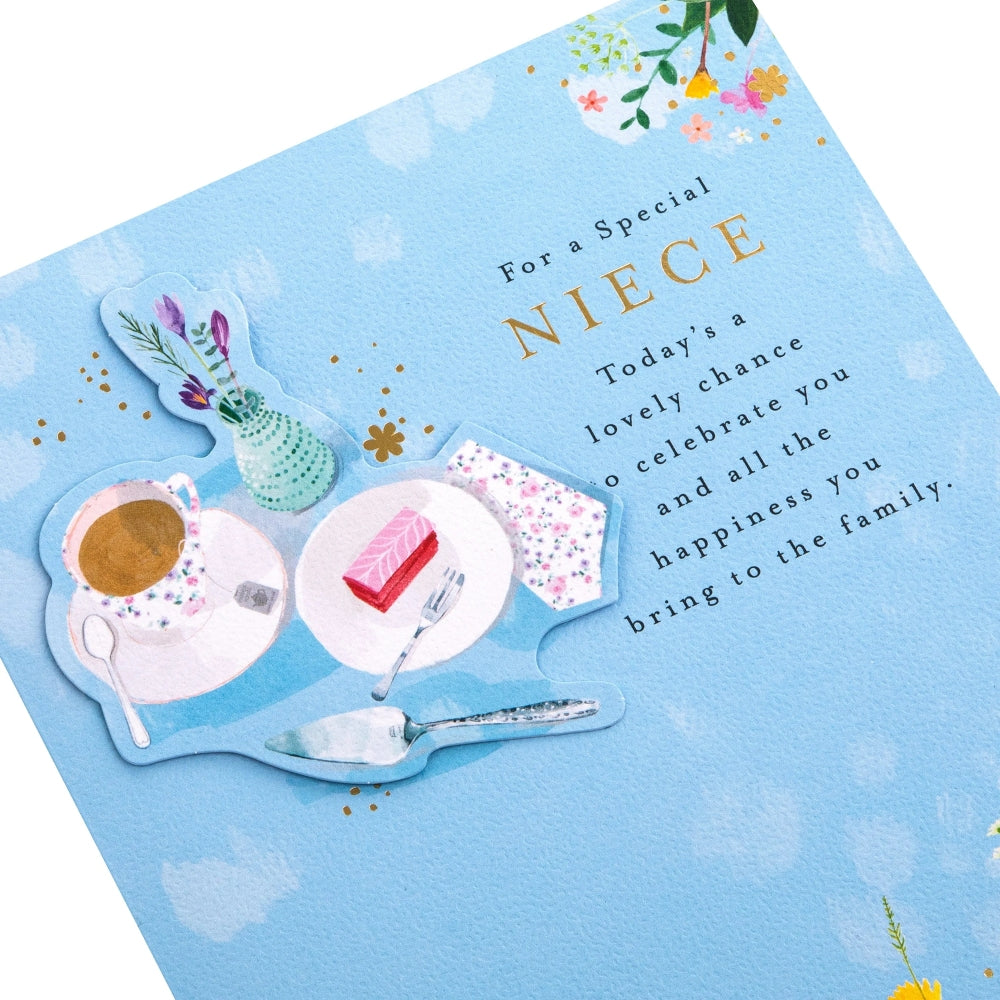Tea & Flowers Design Niece Birthday Card