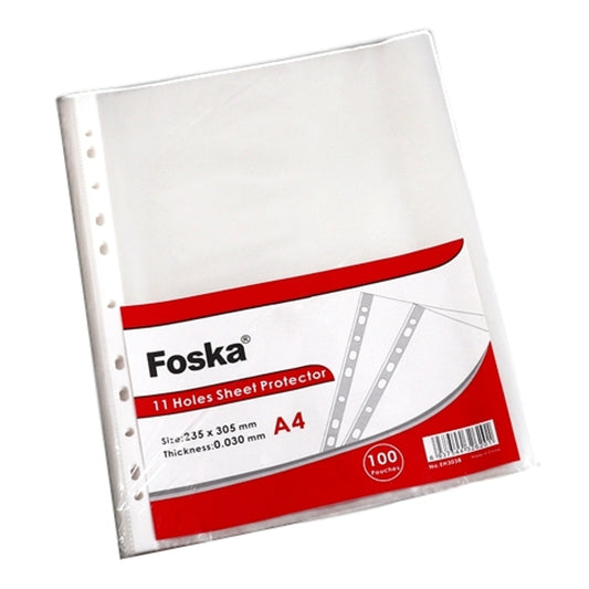 100 A4 Punched Pocket Clear Sleeves