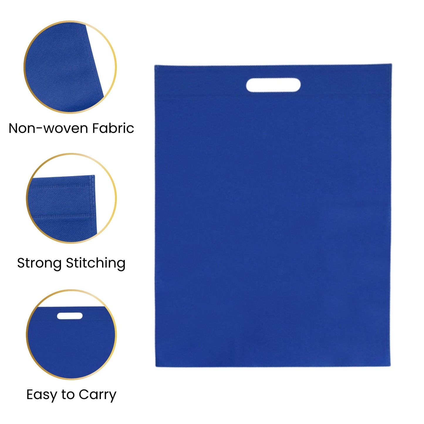 Pack of 100 Dark Green Coloured 45x35cm Non-Woven Patch Handle Bags